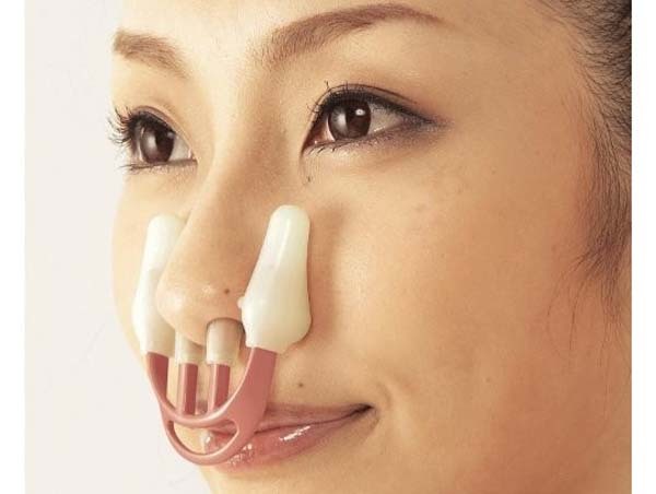 6.) Hana Tsun Nose Straightener: Hate your crooked nose? Try to straighten it out by wearing this contraption. I hope you don't need to breathe.