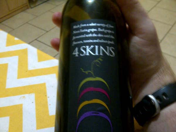 2.) Foresight would have helped with this "4skin" wine design.