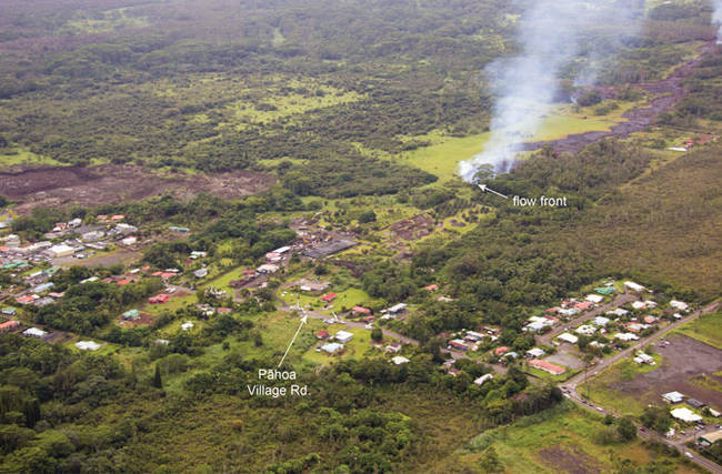 As of Monday (10/27), the flow was heading toward the Pahoa Village Rd. near the town's post office.