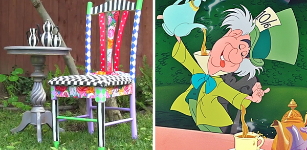 8.) Take an old chair and make it look at home in Wonderland.